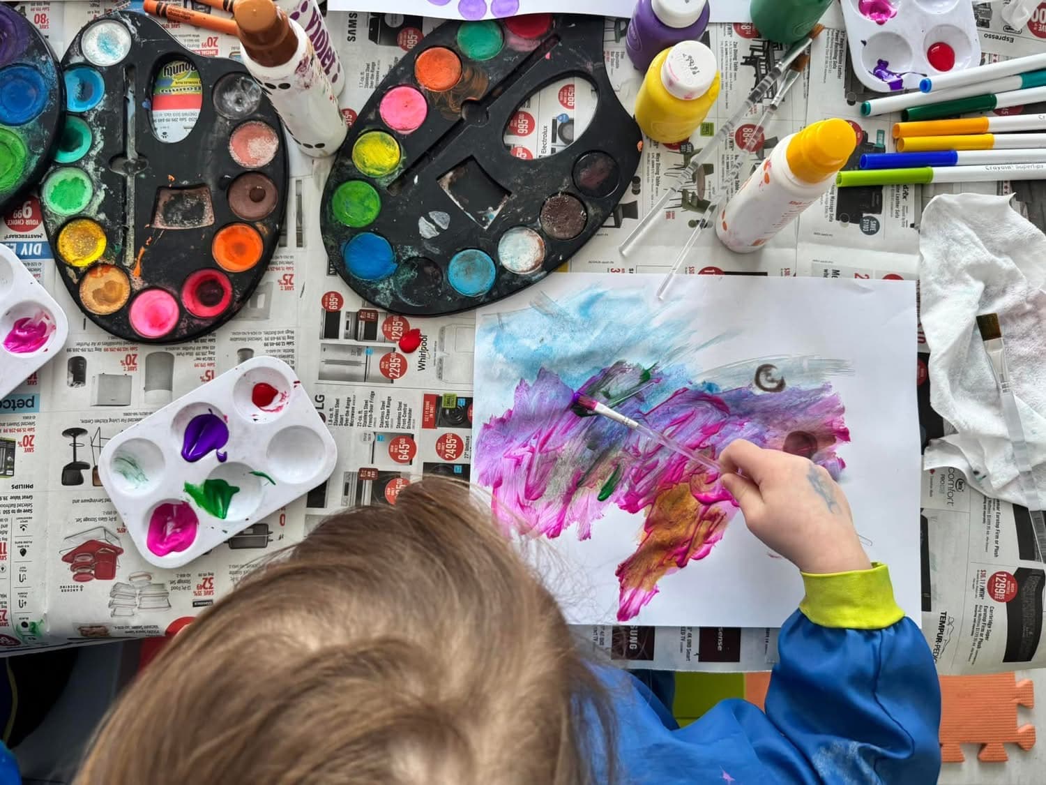 crafts and art supplies on a table